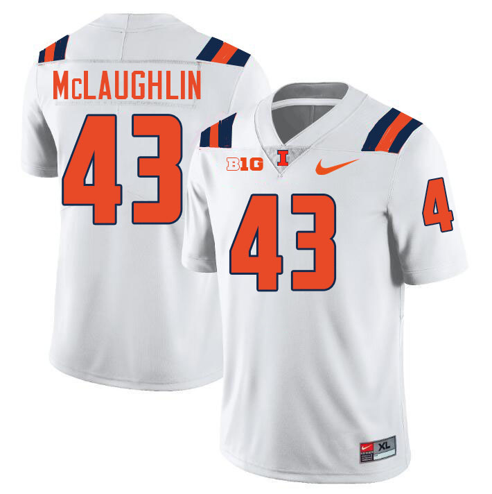 #43 Chase McLaughlin Illinois Fighting Illini Football Jersey,Uniforms-White